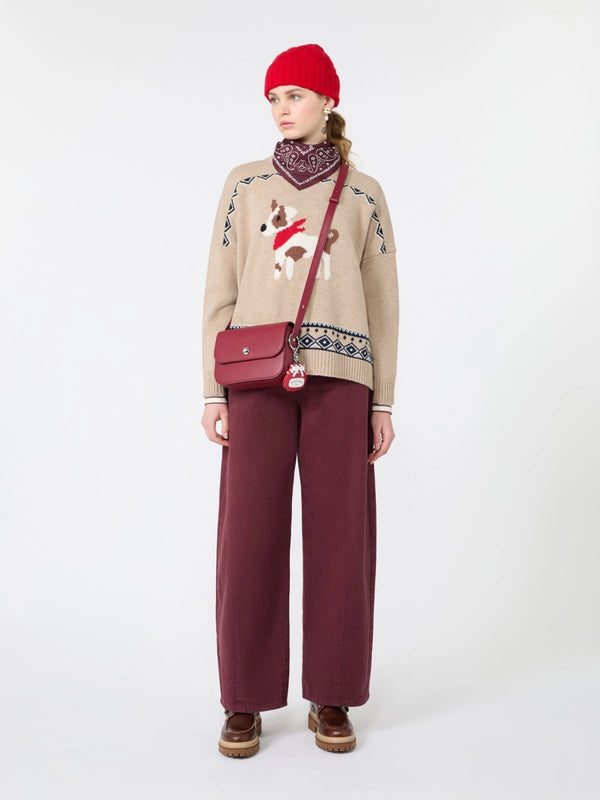 Loose jumper in wool jacquard - SAND