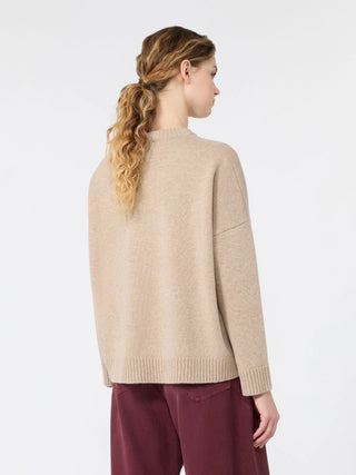 Loose jumper in wool jacquard - SAND