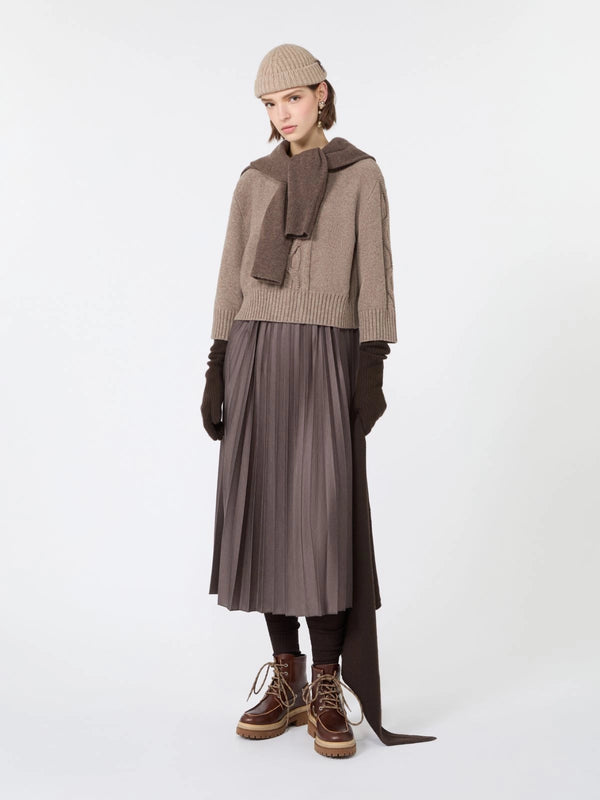 Jersey dress with a wool top - HAZELNUT BROWN