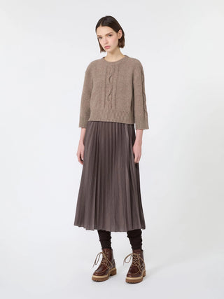 Jersey dress with a wool top - HAZELNUT BROWN