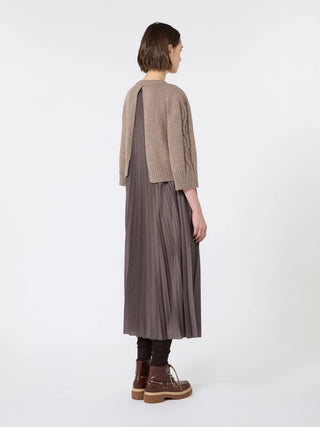 Jersey dress with a wool top - HAZELNUT BROWN