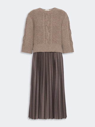 Jersey dress with a wool top - HAZELNUT BROWN