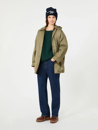 Reversible down jacket in water-repellent twill - KHAKI