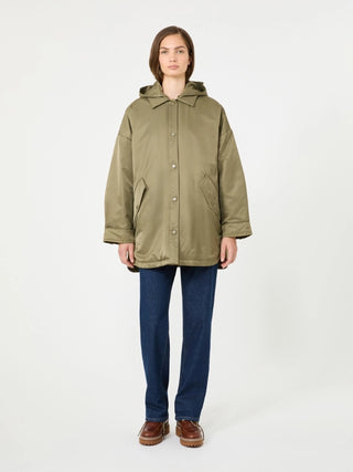 Reversible down jacket in water-repellent twill - KHAKI