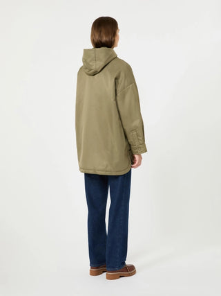 Reversible down jacket in water-repellent twill - KHAKI