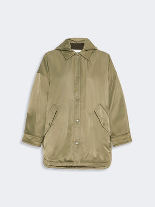 Reversible down jacket in water-repellent twill - KHAKI