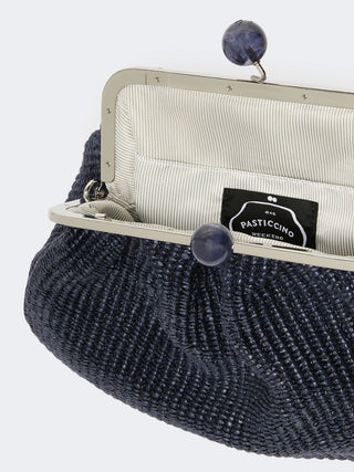 Medium raffia-effect Pasticcino bag - ULTRAMARINE
