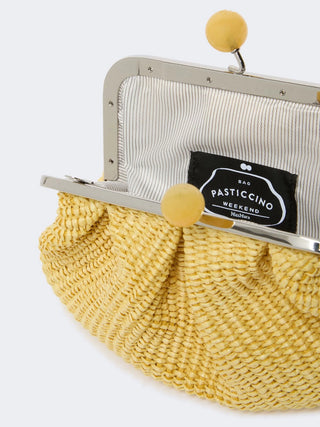 Small raffia-effect Pasticcio Bag - YELLOW