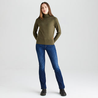 Womens Melford Knit Roll Neck - Khaki Green