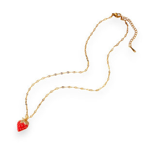 Strawberry Necklace in Red & Gold