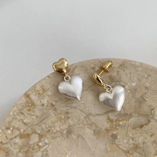 Two-Tone Heart Drop Earring