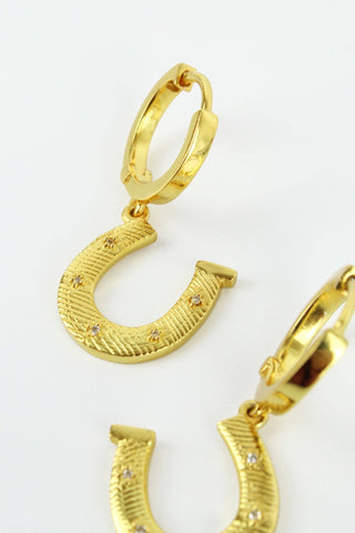 GOLD CHARM HORSESHOE HOOPS