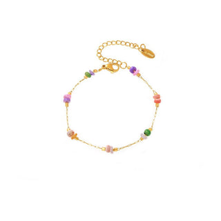 Multi Twin Stone Beaded Bracelet in Gold