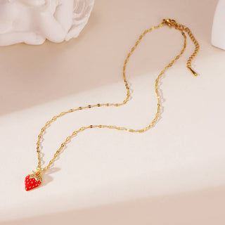 Strawberry Necklace in Red & Gold