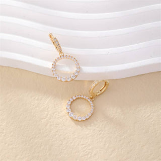 Double Hoop Drop Earring in Gold & Clear