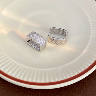 Rectangular Cubic Zirconia Hoop in Silver