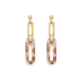 Resin paperclip links earring in gold & multi