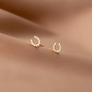 Cubic Zirconia horseshoe earring in gold plated sterling silver