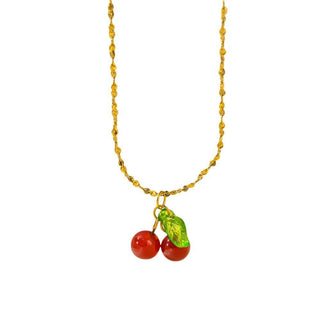 Cherry pendant necklace in gold