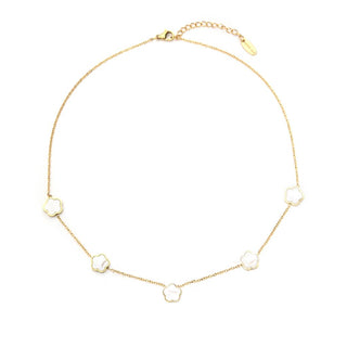 5 flower necklace in mother of pearl