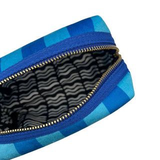 Large Blue stripe makeup bag & Bow brooch