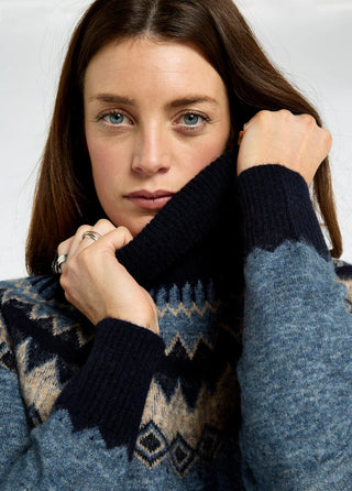 Devlin Women's Fair Isle Pattern Sweater - Navy Multi