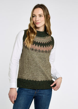 Doyle Women's Fair Isle pattern vest - Olive Multi