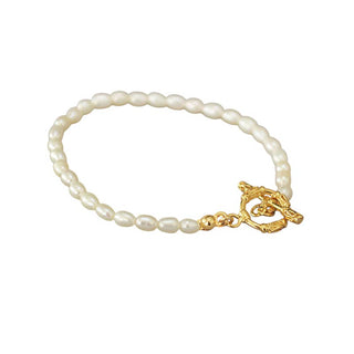 Freshwater Pearl T-bar Bracelet in Gold
