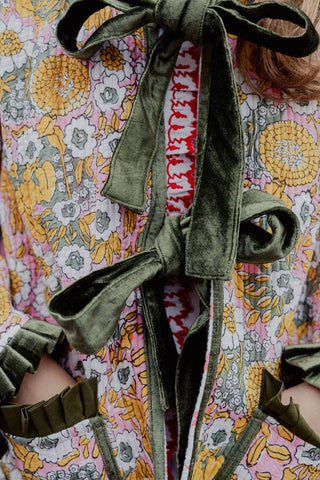 Reversible Jacket - Yellow/Green Floral with Pink Star Reverse