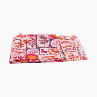 Postcard Print Lightweight Scarf in Pink: One-size