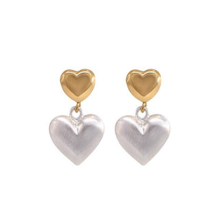 Two-Tone Heart Drop Earring