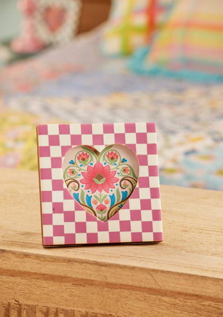 Check Heart Photo Frame: Pink