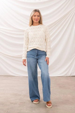 Eden Jumper (Pointelle knit)-Coconut