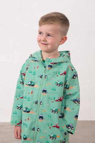 Ethan Boys Coat -Soft Green Tractor