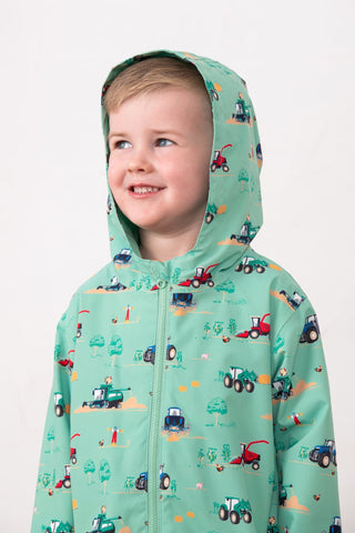 Ethan Boys Coat -Soft Green Tractor