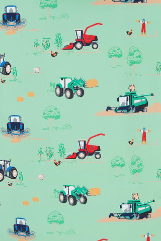 Ethan Boys Coat -Soft Green Tractor