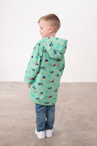 Ethan Boys Coat -Soft Green Tractor