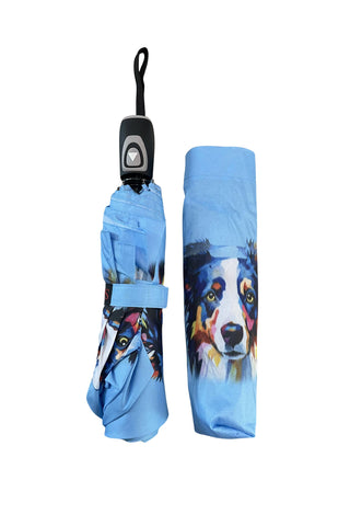 Border Collie Dog Print Umbrella (Short): Multi