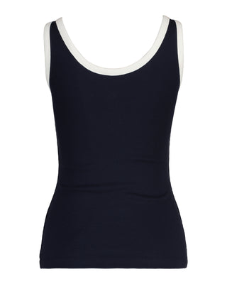 CONTRAST COLOR RIBBED TANK TOP EVENING BLUE