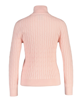 STRETCH COTTON CABLE HALF-ZIP APRICOT PINK