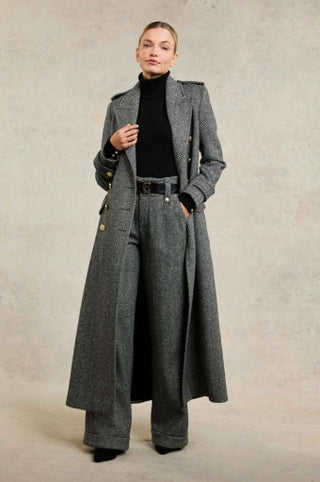THE GREAT COAT - WIDE TOOTH BLACK HERRINGBONE