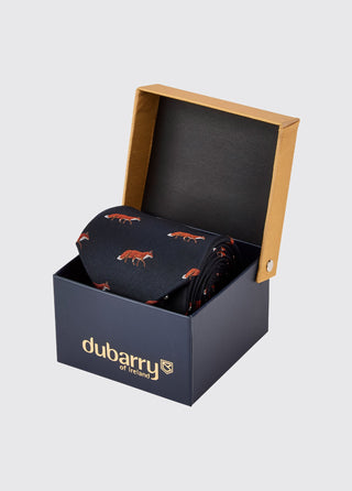 Kavanagh 100% silk fox motif tie - Navy