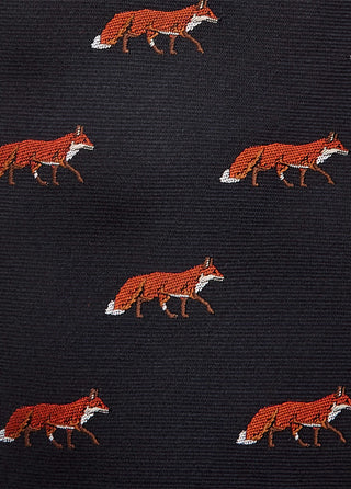 Kavanagh 100% silk fox motif tie - Navy