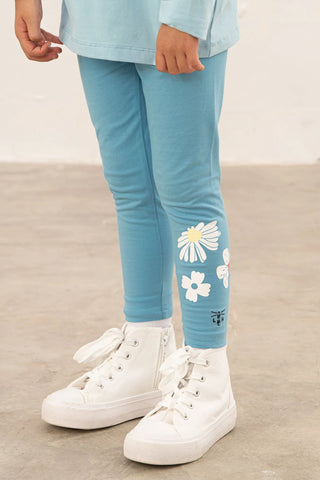 Mollie Leggings - Blue with Daisy