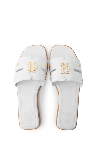 Monogram Slides White Croc
