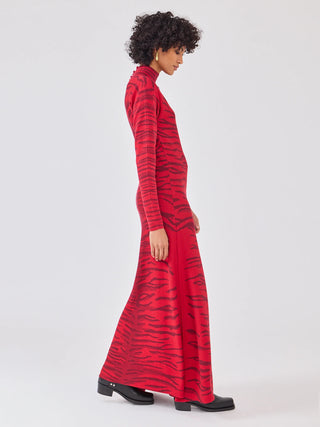 Silk-Viscose Ace Dress in Debbie Red