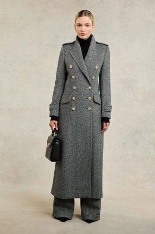 THE GREAT COAT - WIDE TOOTH BLACK HERRINGBONE