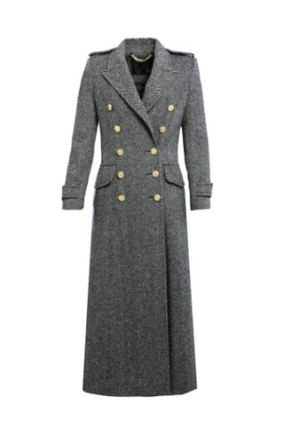 THE GREAT COAT - WIDE TOOTH BLACK HERRINGBONE