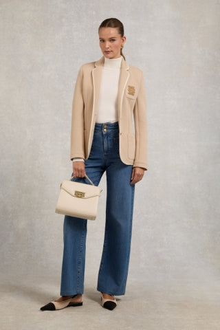Buttoned Knit Roll Neck Cream