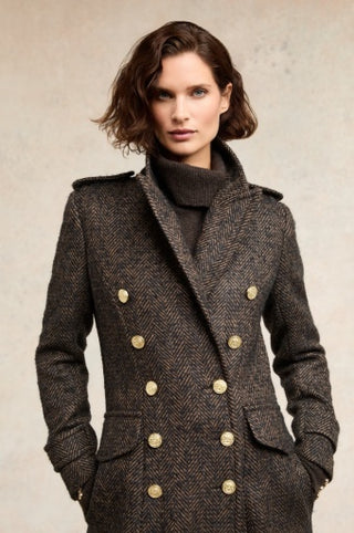 THE GREAT COAT - WIDE TOOTH BLACK HERRINGBONE